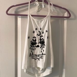 JOHN GALT/ BRANDY MELVILLE EMBROIDERED HALTER TOP